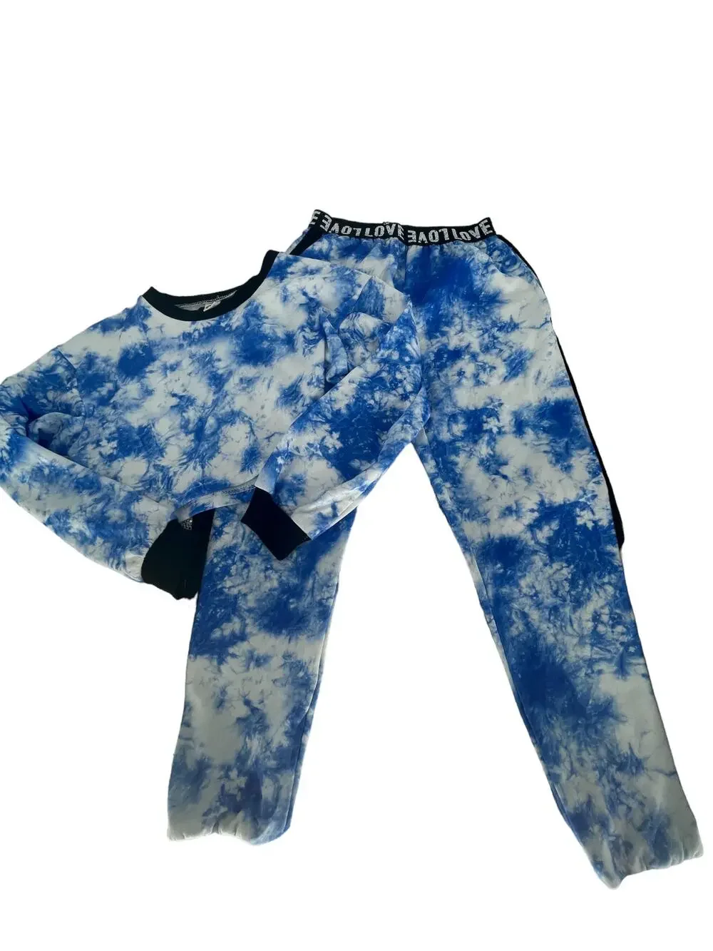 Unbranded Blue Tie Dye Youth Long Sleeve & Pants Outfit Girls Size 150 US 12